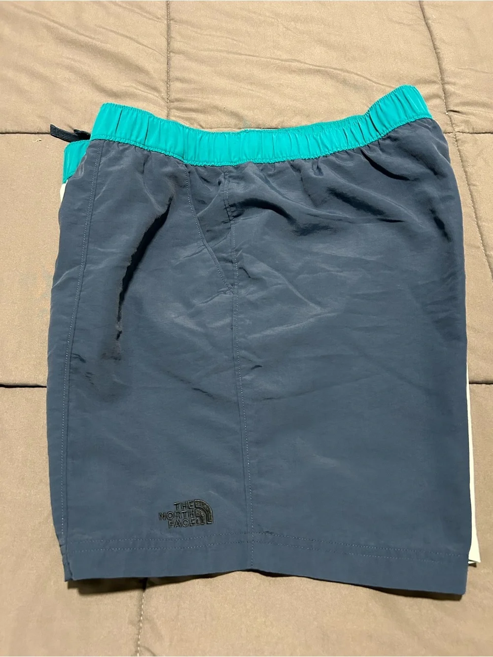 The North Face Colorblock Athletic Shorts - Teal, Navy & Light Mint Sz L